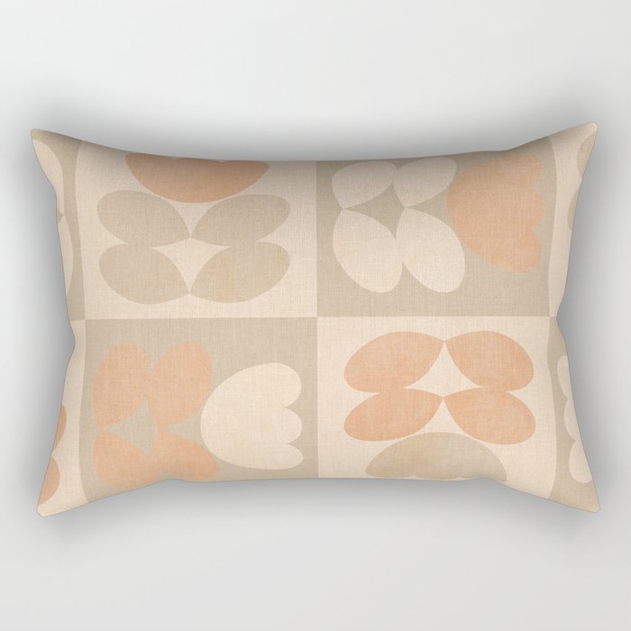 abstract retro shapes earthy checkered floral Rectangular Pillow Gallery Image 2