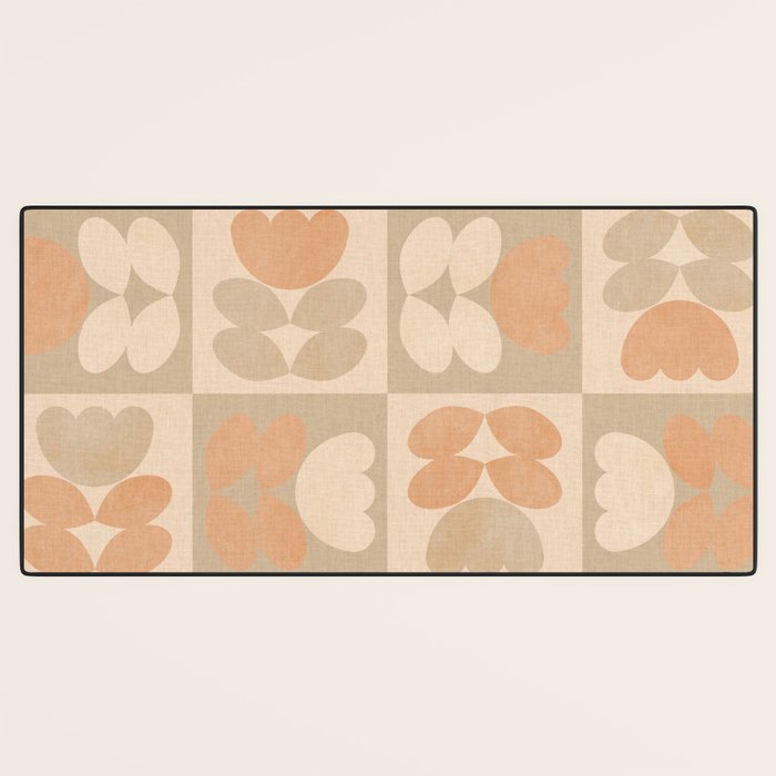 abstract retro shapes earthy checkered floral Desk Mat Gallery Image 3
