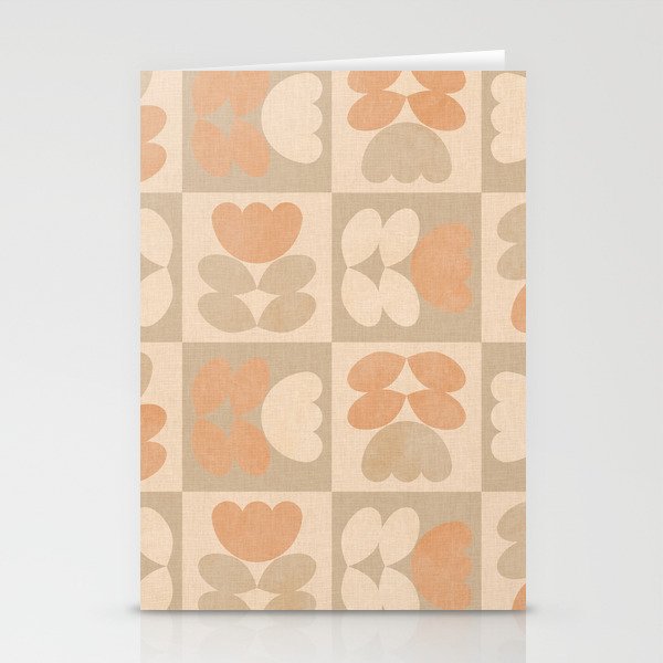 abstract retro shapes earthy checkered floral Stationery Card Gallery Image 2