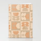 abstract retro shapes earthy checkered floral Stationery Card Gallery Image 2