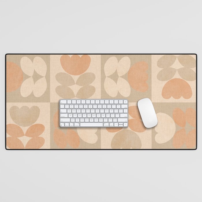 abstract retro shapes earthy checkered floral Desk Mat Gallery Image 1