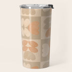 abstract retro shapes earthy checkered floral Travel Mug Gallery Image 2