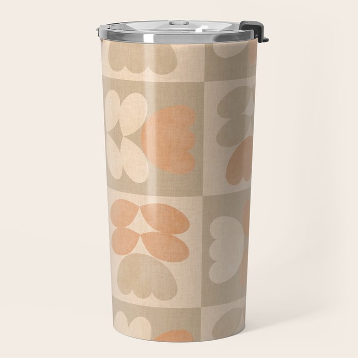 abstract retro shapes earthy checkered floral Travel Mug Gallery Image 2