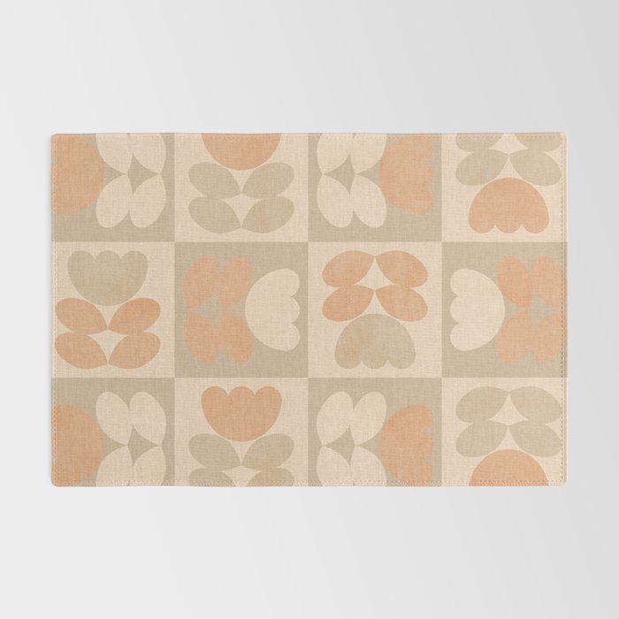 abstract retro shapes earthy checkered floral Rug Gallery Image 2