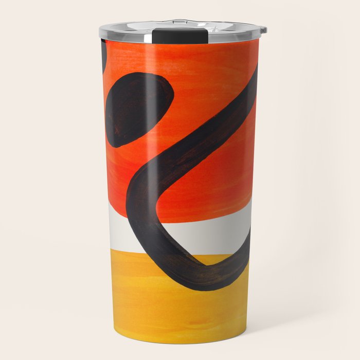 Colorful Mid Century Modern Abstract Fun Shapes Patterns Space Age Orange Yellow Orbit Bubbles Travel Mug Gallery Image 1
