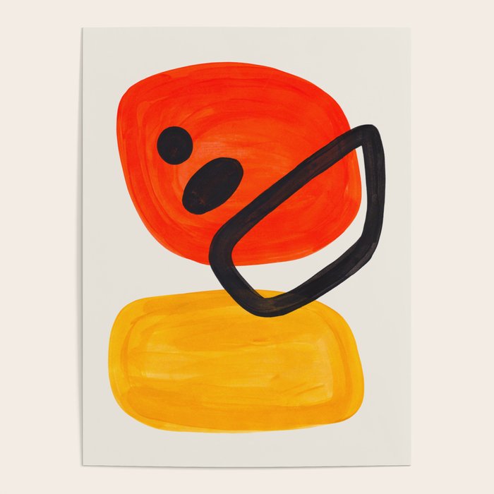Colorful Mid Century Modern Abstract Fun Shapes Patterns Space Age Orange Yellow Orbit Bubbles Poster Gallery Image 4