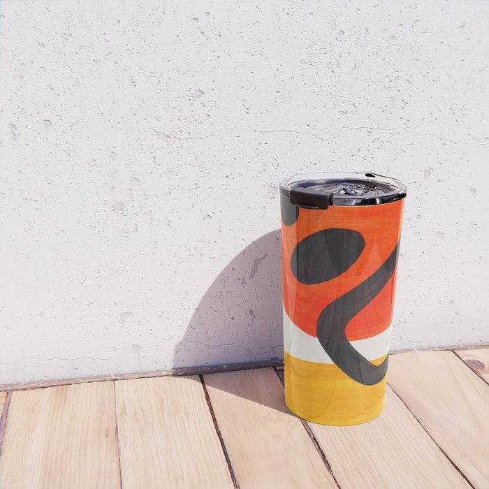 Colorful Mid Century Modern Abstract Fun Shapes Patterns Space Age Orange Yellow Orbit Bubbles Travel Mug Gallery Image 4