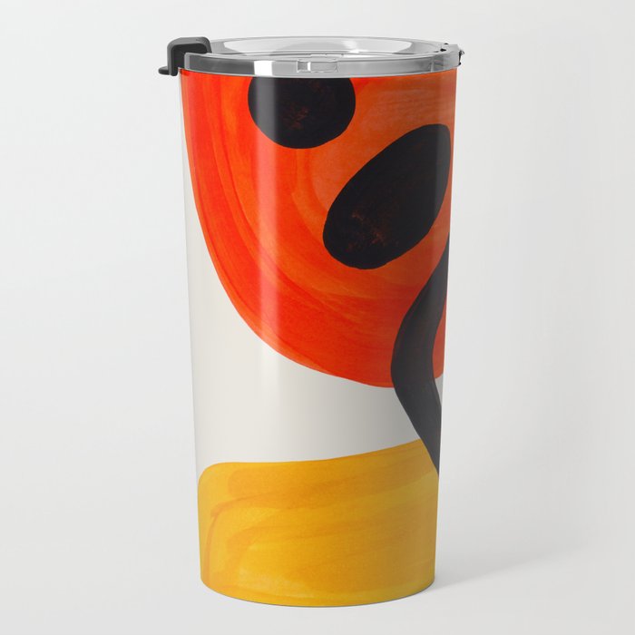 Colorful Mid Century Modern Abstract Fun Shapes Patterns Space Age Orange Yellow Orbit Bubbles Travel Mug Gallery Image 3