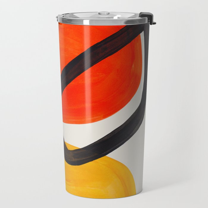 Colorful Mid Century Modern Abstract Fun Shapes Patterns Space Age Orange Yellow Orbit Bubbles Travel Mug Gallery Image 2