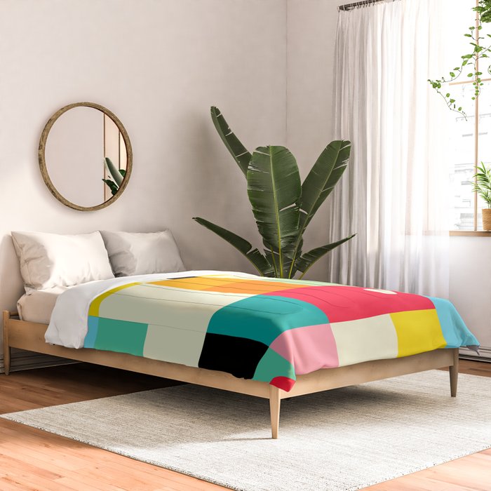 Geometric Bauhaus Pattern | Retro Arcade Video Game | Abstract Shapes Comforter Gallery Image 2