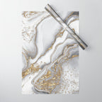 Grey liquid marble - pearl and gold Wrapping Paper Gallery Image 1