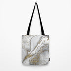 Grey liquid marble - pearl and gold Tote Bag Gallery Image 2