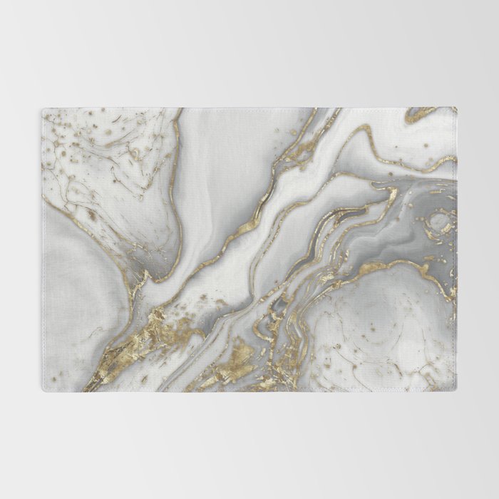 Grey liquid marble - pearl and gold Rug Gallery Image 2