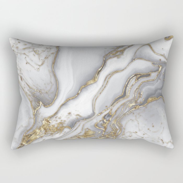 Grey liquid marble - pearl and gold Rectangular Pillow Gallery Image 1