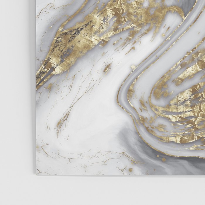 Grey liquid marble - pearl and gold Poster Gallery Image 3