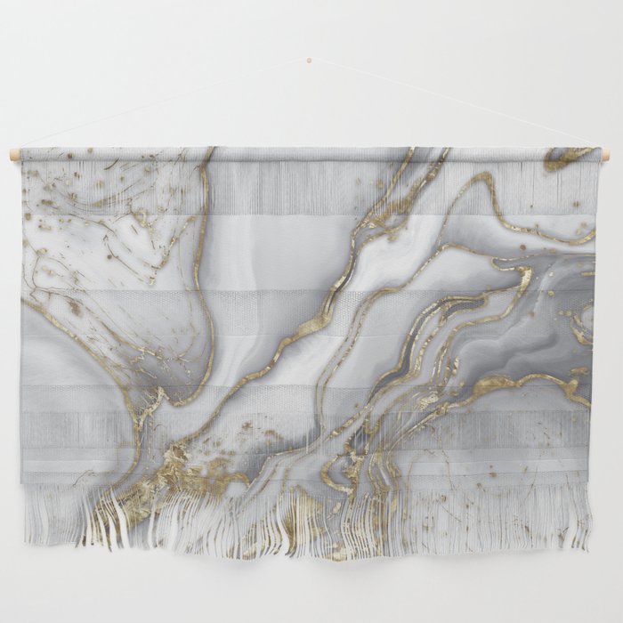 Grey liquid marble - pearl and gold Wall Hanging Gallery Image 1