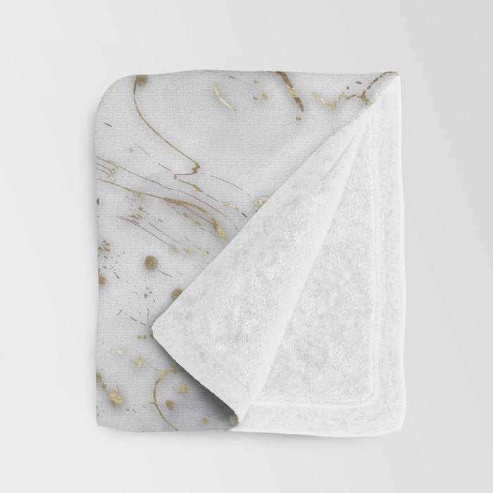 Grey liquid marble - pearl and gold Throw Blanket Gallery Image 3