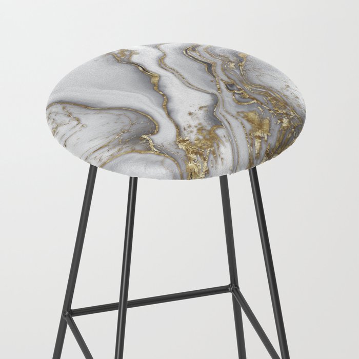 Grey liquid marble - pearl and gold Stool Gallery Image 2