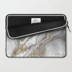 Grey liquid marble - pearl and gold Laptop Sleeve Gallery Image 2