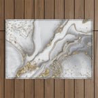Grey liquid marble - pearl and gold Outdoor Rug Gallery Image 1