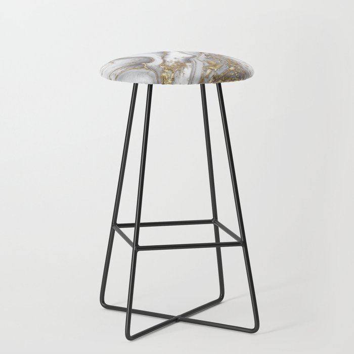 Grey liquid marble - pearl and gold Stool