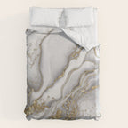 Grey liquid marble - pearl and gold Duvet Cover Gallery Image 6