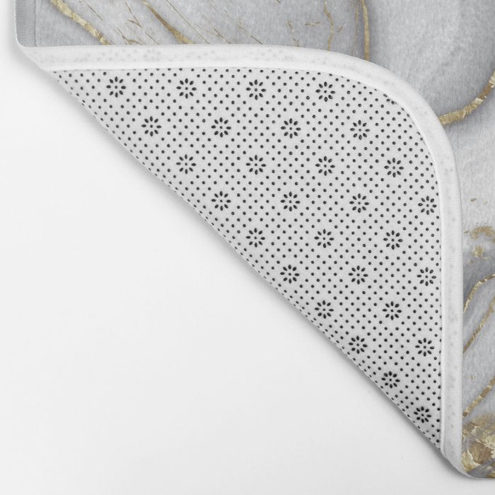 Grey liquid marble - pearl and gold Bath Mat Gallery Image 2