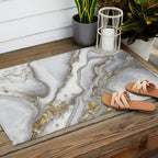Grey liquid marble - pearl and gold Outdoor Rug Gallery Image 2