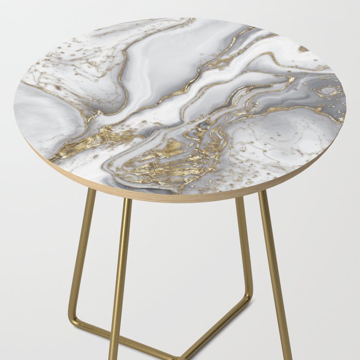 Grey liquid marble - pearl and gold Side Table Gallery Image 2