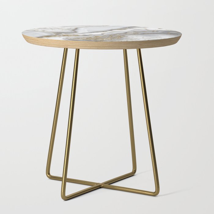 Grey liquid marble - pearl and gold Side Table Gallery Image 1
