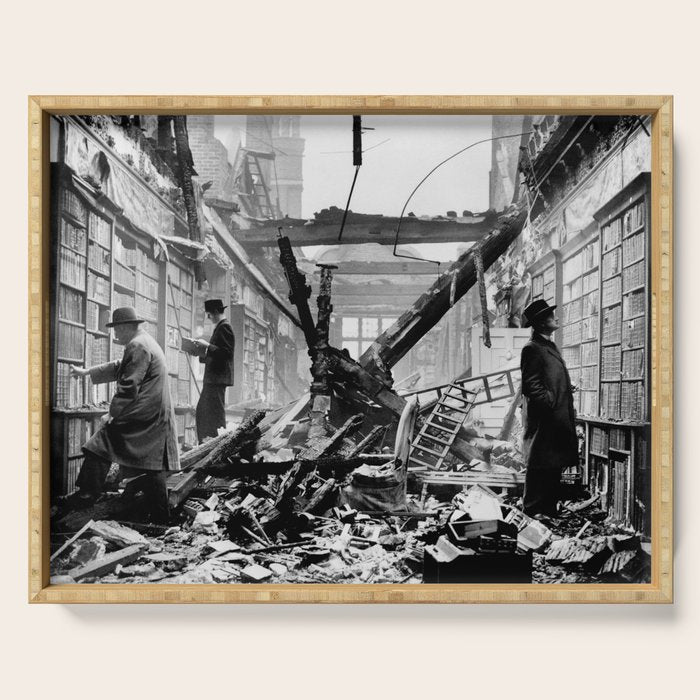 Holland House library after the blitz (London, 1940) Serving Tray Gallery Image 1
