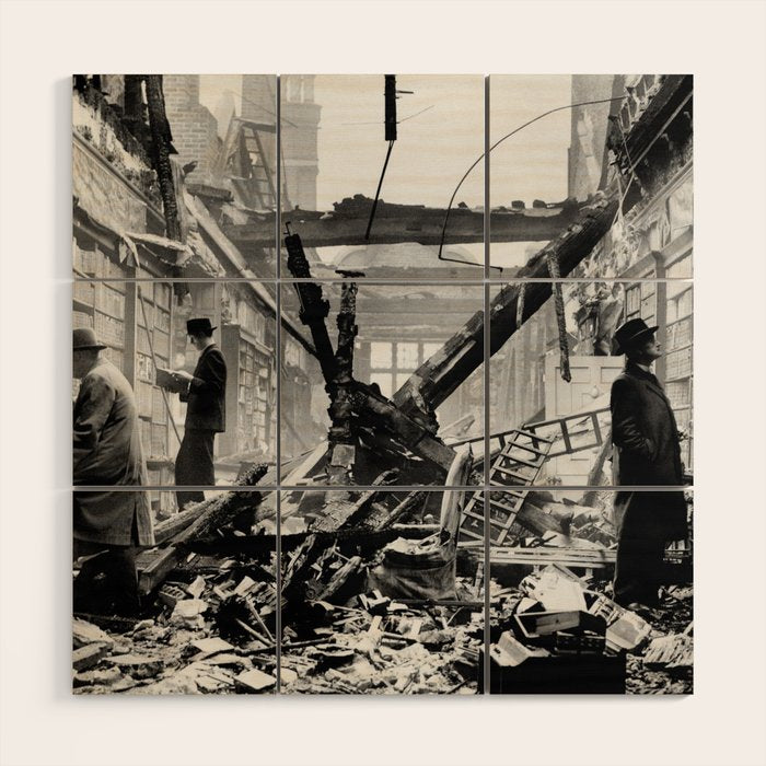 Holland House library after the blitz (London, 1940) Wood Wall Art Gallery Image 1