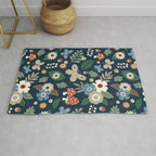 Woodland Forest Flowers - Navy Blue Rug Gallery Image 1