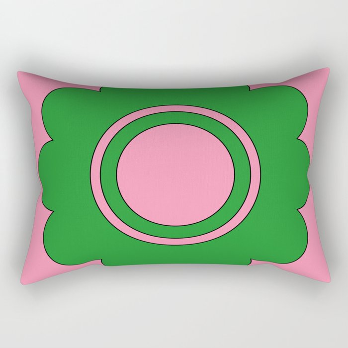 Cute Retro Flower Pink and Green Rectangular Pillow Gallery Image 2