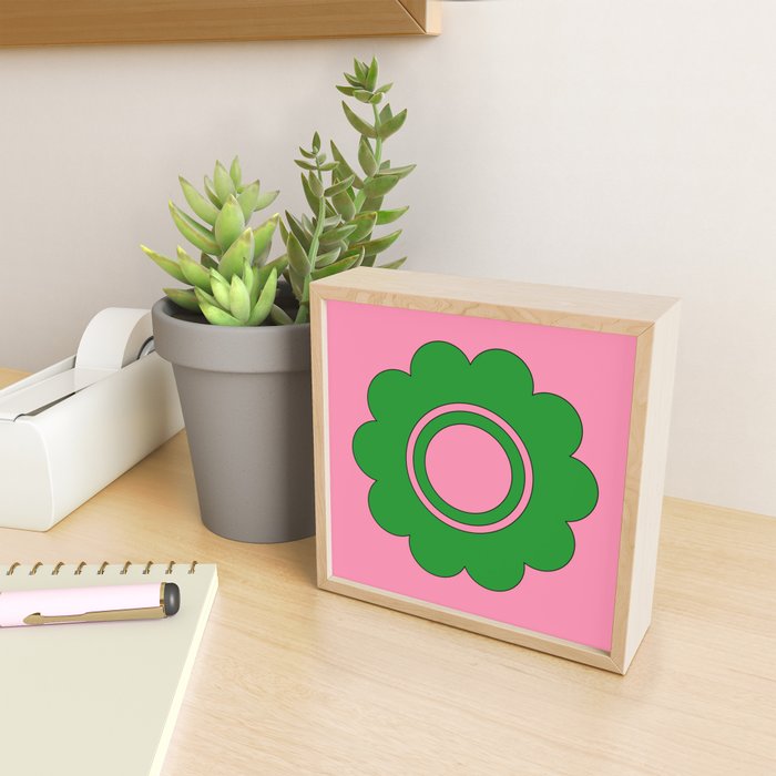 Cute Retro Flower Pink and Green Mini Art Print Gallery Image 2