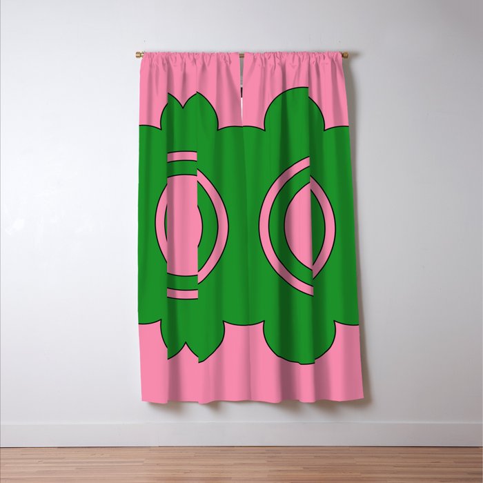 Cute Retro Flower Pink and Green Window Curtain Gallery Image 3