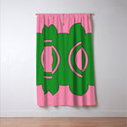 Cute Retro Flower Pink and Green Window Curtain Gallery Image 3