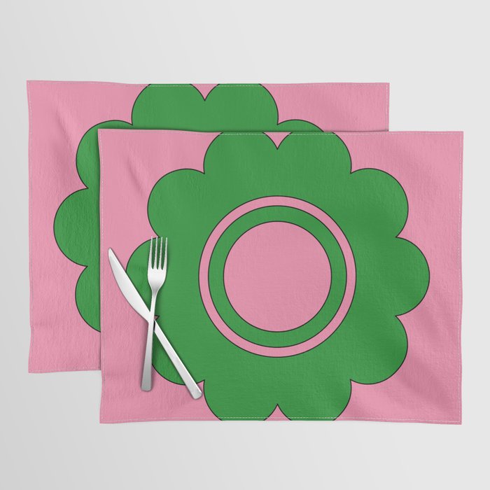 Cute Retro Flower Pink and Green Placemat Gallery Image 1