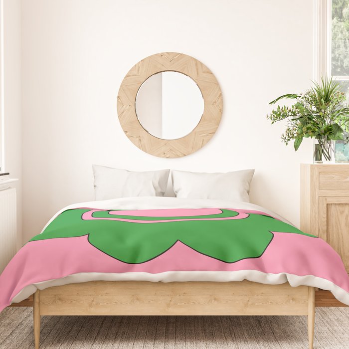 Cute Retro Flower Pink and Green Duvet Cover Gallery Image 3