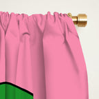 Cute Retro Flower Pink and Green Window Curtain Gallery Image 2