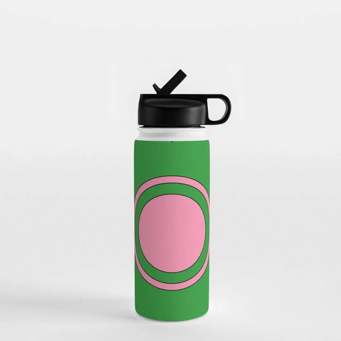 Cute Retro Flower Pink and Green Water Bottle Gallery Image 1