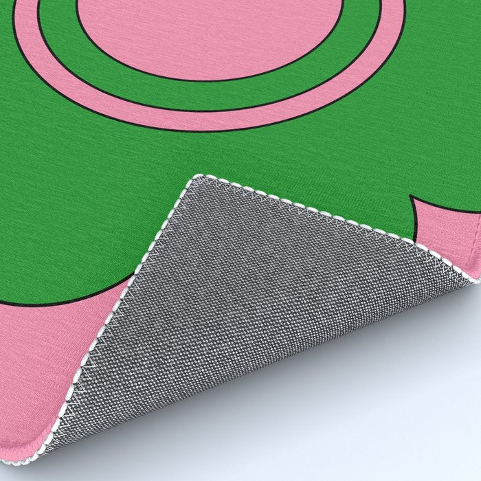 Cute Retro Flower Pink and Green Rug Gallery Image 4