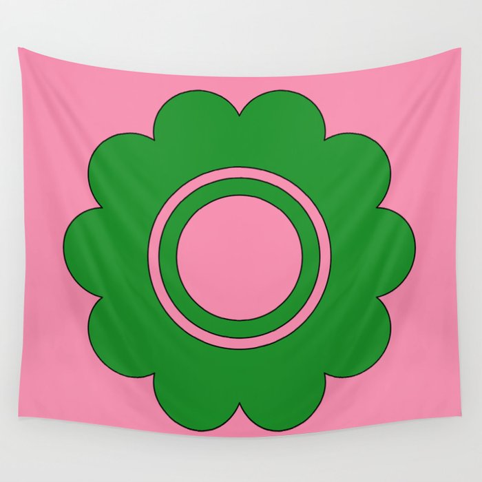Cute Retro Flower Pink and Green Wall Tapestry Gallery Image 4