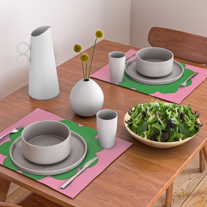 Cute Retro Flower Pink and Green Placemat Gallery Image 2