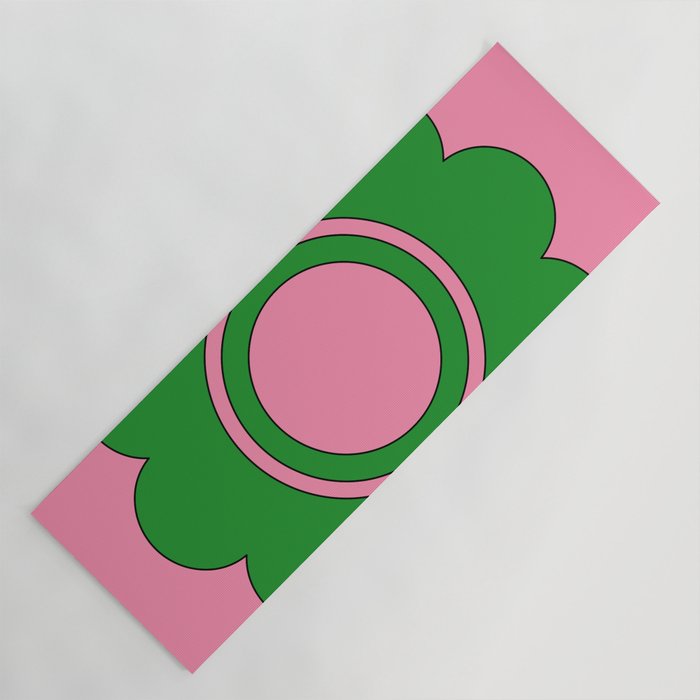 Cute Retro Flower Pink and Green Yoga Mat Gallery Image 1