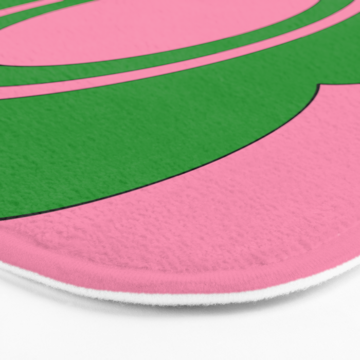 Cute Retro Flower Pink and Green Bath Mat Gallery Image 3