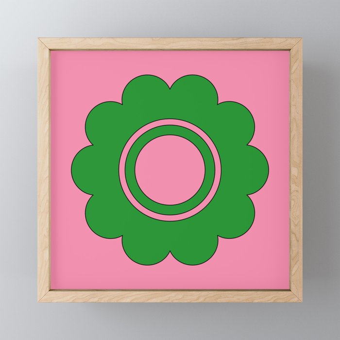 Cute Retro Flower Pink and Green Mini Art Print Gallery Image 1