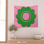Cute Retro Flower Pink and Green Wall Tapestry Gallery Image 2