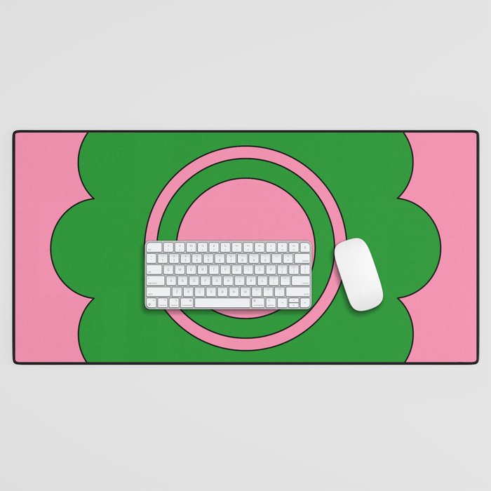 Cute Retro Flower Pink and Green Desk Mat Gallery Image 1