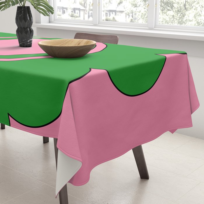 Cute Retro Flower Pink and Green Tablecloth Gallery Image 3